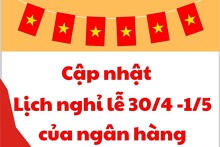 Cập nhật lịch nghỉ lễ 30/4 - 1/5 của các ngân hàng