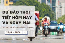 Dự báo thời tiết hôm nay và ngày mai (28/4) nắng nóng 39 độ ở Hà Nội, 40 độ ở Đà Nẵng và TP Hồ Chí Minh khả năng mưa