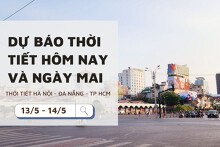 Dự báo thời tiết hôm nay và ngày mai (14/5) Hà Nội mưa dông, Đà Nẵng ít mưa và TP Hồ Chí Minh nắng gắt