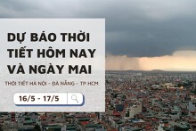 Dự báo thời tiết hôm nay và ngày mai (17/5) Hà Nội, Đà Nẵng và TP Hồ Chí Minh ngày nắng, có mưa
