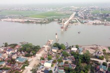 Cầu vượt sông Đào trên trục phát triển kinh tế biển Nam Định hoàn thành hơn 60%