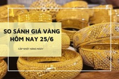 So sánh giá vàng 25/6: Vàng 24K tiếp đà tăng, tiến gần hơn mốc 76 triệu đồng/lượng