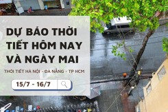 Dự báo thời tiết hôm nay và ngày mai (16/7) Hà Nội, Đà Nẵng và TP Hồ Chí Minh mưa dông