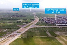 Hình ảnh đường liên kết vùng đang làm với 6 làn xe, cắt qua QL38, Vành đai 5, đến gần chùa Tam Chúc ở Hà Nam