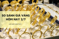 So sánh giá vàng 2/7: Vàng SJC vẫn im ắng, vàng 24K tăng lên sát 76 triệu đồng/lượng