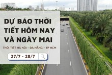 Dự báo thời tiết hôm nay và ngày mai (28/7) Hà Nội nắng gắt, Đà Nẵng nhiều mây và TP Hồ Chí Minh giảm nhiệt