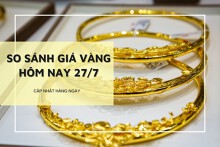So sánh giá vàng 27/7: Vàng SJC đi ngang phiên thứ tư, vàng 24K lấy lại đà tăng