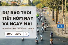 Dự báo thời tiết hôm nay và ngày mai (30/7) Hà Nội mưa vừa, Đà Nẵng nhiều mây và TP Hồ Chí Minh mưa chiều