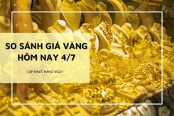 So sánh giá vàng 4/7: Vàng 24K bật tăng, chỉ còn thấp hơn vàng SJC 880.000 đồng/lượng