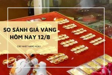 So sánh giá vàng 12/8: Vàng 24K đảo chiều giảm nhẹ 50.000 đồng/lượng trưa đầu tuần