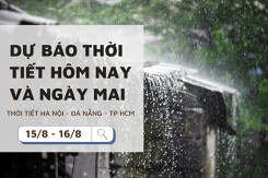 Dự báo thời tiết hôm nay và ngày mai (16/8) Hà Nội và TP Hồ Chí Minh mưa to, Đà Nẵng nắng 35 độ