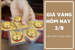 Giá vàng hôm nay 2/8: Vàng SJC đứng yên, vàng nhẫn giảm trở lại