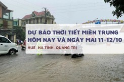 Dự báo thời tiết miền Trung hôm nay (11/10) và ngày mai (12/10) Huế, Quảng Trị và Hà Tĩnh mưa rải rác, độ ẩm cao