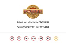 Kết quả xổ số Vietlott Power 6/55 ngày 11/10/2025 Jackpot 2 hơn 3,5 tỷ đồng đã tìm thấy chủ nhân