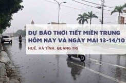 Dự báo thời tiết miền Trung hôm nay (13/10) và ngày mai (14/10) Huế, Quảng Trị và Hà Tĩnh nhiều mây, mưa rào rải rác, chỉ số UV giảm