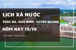Lịch xả nước hôm nay 15/10 Hồ Hòa Bình tăng mạnh lưu lượng xả, Tuyên Quang duy trì ổn định, Thác Bà tiếp tục mở cửa xả mặt