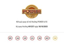Kết quả xổ số Vietlott Power 6/55 ngày 18/10/2025: Cả hai giải Jackpot đều không có chủ nhân trúng thưởng