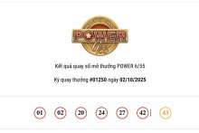 Kết quả xổ số Vietlott Power 6/55 ngày 02/10/2025: Jackpot 2 đã tìm thấy chủ nhân trúng thưởng hơn 3 tỷ đồng
