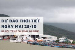 Dự báo thời tiết ngày mai 25/10, Hà Nội se lạnh có mưa nhỏ, TP HCM và Đà Nẵng có nơi mưa vừa đến to, kèm gió giật mạnh, sấm sét