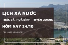 Lịch xả nước hôm nay 24/10 hồ Tuyên Quang duy trì mở 1 cửa xả sâu, Hòa Bình giảm xả phát điện, Thác Bà ổn định lưu lượng qua cửa mặt