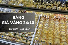 Bảng giá vàng hôm nay 24/10: Vàng SJC, nhẫn trơn và nữ trang đồng loạt tăng mạnh