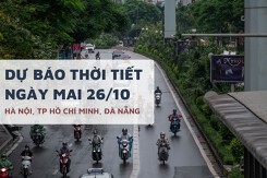 Dự báo thời tiết ngày mai 26/10, Hà Nội mưa lạnh, TP HCM nguy cơ triều cường và Đà Nẵng giảm mưa