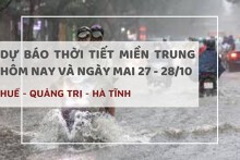 Dự báo thời tiết miền Trung hôm nay (27/10) và ngày mai (28/10) Huế, Hà Tĩnh và Quảng Trị trời nhiều mây, mưa dông diện rộng