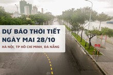 Dự báo thời tiết ngày mai 28/10, Hà Nội ngày nắng, TP HCM và Đà Nẵng có mưa dông