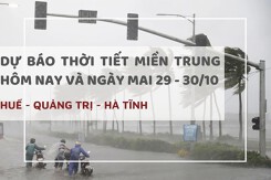 Dự báo thời tiết miền Trung hôm nay (29/10) và ngày mai (30/10) Huế, Hà Tĩnh, Quảng Trị mưa lớn kéo dài, nhiều nơi ngập cục bộ