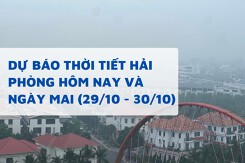 Dự báo thời tiết Hải Phòng hôm nay (29/10) và ngày mai (30/10) mưa dông rải rác, nhiệt độ giảm về đêm
