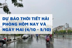 Dự báo thời tiết Hải Phòng hôm nay (4/10) và ngày mai (5/10) trời nắng, có mưa rào rải rác, cảnh báo bão số 11