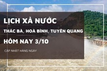 Lịch xả nước hôm nay 3/10 Tuyên Quang duy trì xả lớn, Thác Bà mở 2 cửa xả mặt