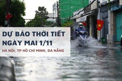 Dự báo thời tiết ngày mai 1/11, Hà Nội nhiệt độ giảm thấp, TP HCM mưa dông liên tục và Đà Nẵng có mưa lớn