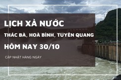 Lịch xả nước hôm nay 30/10 hồ Hòa Bình xả hơn 1.400 m³/s, Tuyên Quang và Thác Bà duy trì ổn định