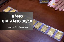 Bảng giá vàng hôm nay 30/10: Vàng SJC, nhẫn trơn và nữ trang đồng loạt giảm sâu