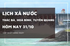 Lịch xả nước hôm nay 31/10 hồ Hòa Bình tiếp tục xả thêm gần 2000 m³/s