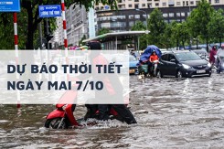 Dự báo thời tiết ngày mai 7/10, Hà Nội mưa lớn kèm dông do ảnh hưởng bão Matmo, TP HCM và Đà Nẵng nhiều mây, có mưa