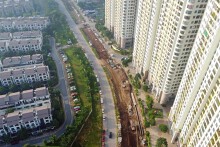 Đang làm đường 40m nối hai vành đai qua dự án Galia của Tân Á Đại Thành