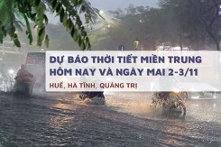 Dự báo thời tiết miền Trung hôm nay (2/11) và ngày mai (3/11) Huế, Quảng Trị và Hà Tĩnh mưa lớn bao trùm, nguy cơ lũ cao