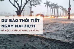 Dự báo thời tiết ngày mai 20/11, Hà Nội giảm mưa, TP HCM và Đà Nẵng có mưa vừa, mưa to, cục bộ có nơi mưa rất to