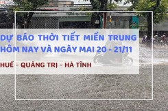 Dự báo thời tiết miền Trung hôm nay (20/11) và ngày mai (21/11) Quảng Trị,  Huế, Hà Tĩnh rét lạnh kèm mưa dông quay trở lại, nguy cơ kéo dài nhiều ngày