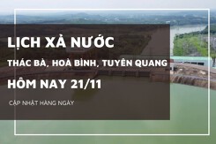Lịch xả nước hôm nay ngày 21/11 Sông Ba Hạ giảm mức xả xuống còn 2600 m³/s, Hòa Bình tăng cường xả tràn