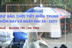 Dự báo thời tiết miền Trung hôm nay (24/11) và ngày mai (25/11) Huế và Quảng Trị mưa lớn, Hà Tĩnh không khí lạnh bao trùm