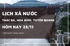 Lịch xả nước hôm nay ngày 25/11 hồ Hòa Bình ngừng xả sâu, Sông Ba Hạ tiếp tục xả lũ 2.000 m³/s qua 12 cửa xả mặt