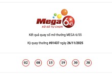 Kết quả xổ số Vietlott Mega 6/45 ngày 26/11/2025: Jackpot hơn 56 tỷ đồng chưa tìm thấy chủ nhân may mắn