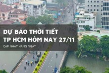 Dự báo thời tiết TP HCM hôm nay 27/11 đêm có mưa rào và dông, nguy cơ ngập sâu thấp do mưa bão số 15 không trùng với kỳ triều cường