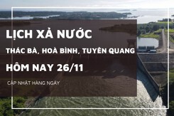 Lịch xả nước hôm nay ngày 26/11 sông Ba Hạ xả tới 2.000 m³/s, hồ Trị An tiếp tục xả lớn để giảm áp lực hồ chứa