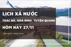 Lịch xả nước hôm nay ngày 27/11 Sông Ba Hạ giảm lượng xả, hồ Trị An tiếp tục xả hơn 1300 m³/s