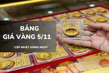 Bảng giá vàng hôm nay 5/11: Vàng SJC, nhẫn trơn và nữ trang tiếp tục giảm mạnh
