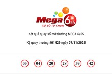 Kết quả xổ số Vietlott Mega 6/45 ngày 07/11/2025 Jackpot hơn 24 tỷ đồng vẫn chưa tìm thấy chủ nhân